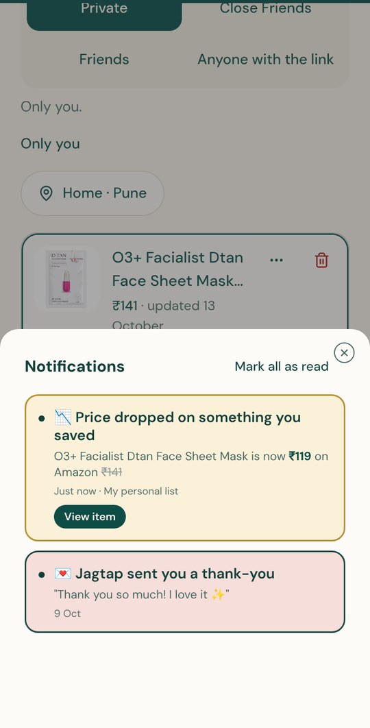Preview of the upcoming price-drop alert